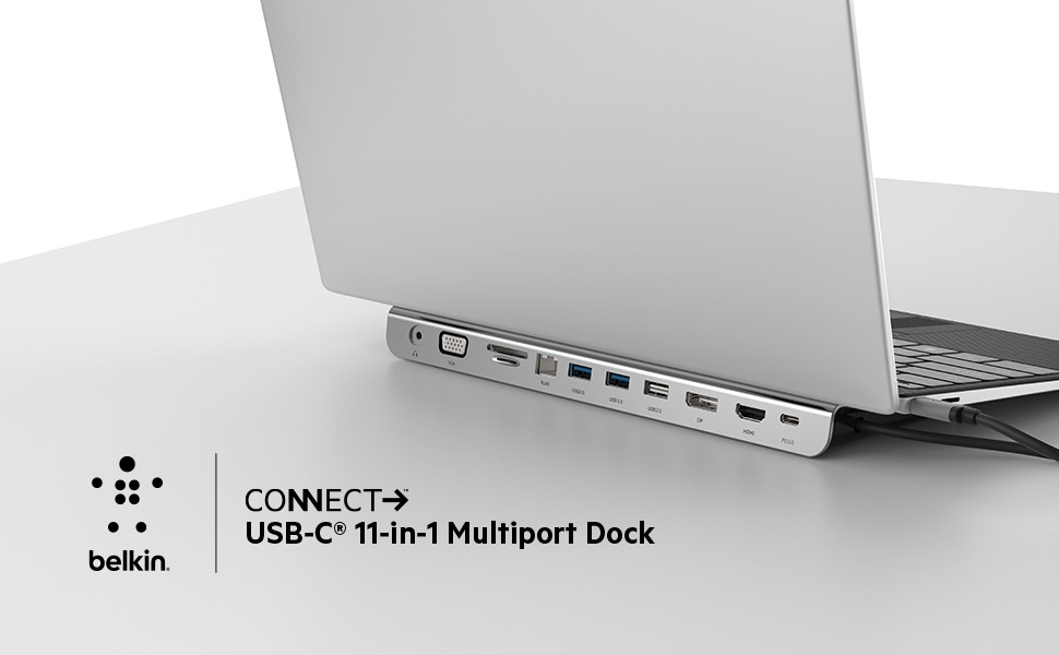 Belkin USB-C Dock Pro 11-in-1 - angled rear view