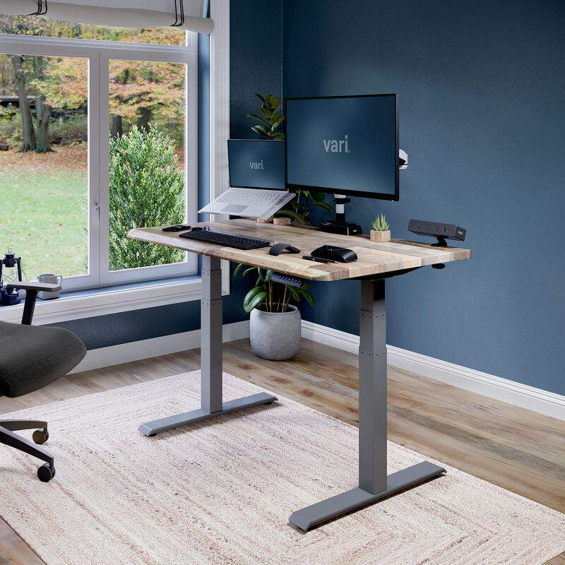 Vari Desk with Dual Monitor Setup