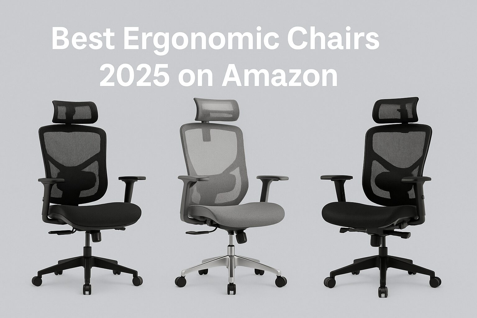 Three ergonomic office chairs in a side-by-side comparison – Best Ergonomic Chairs 2025 on Amazon