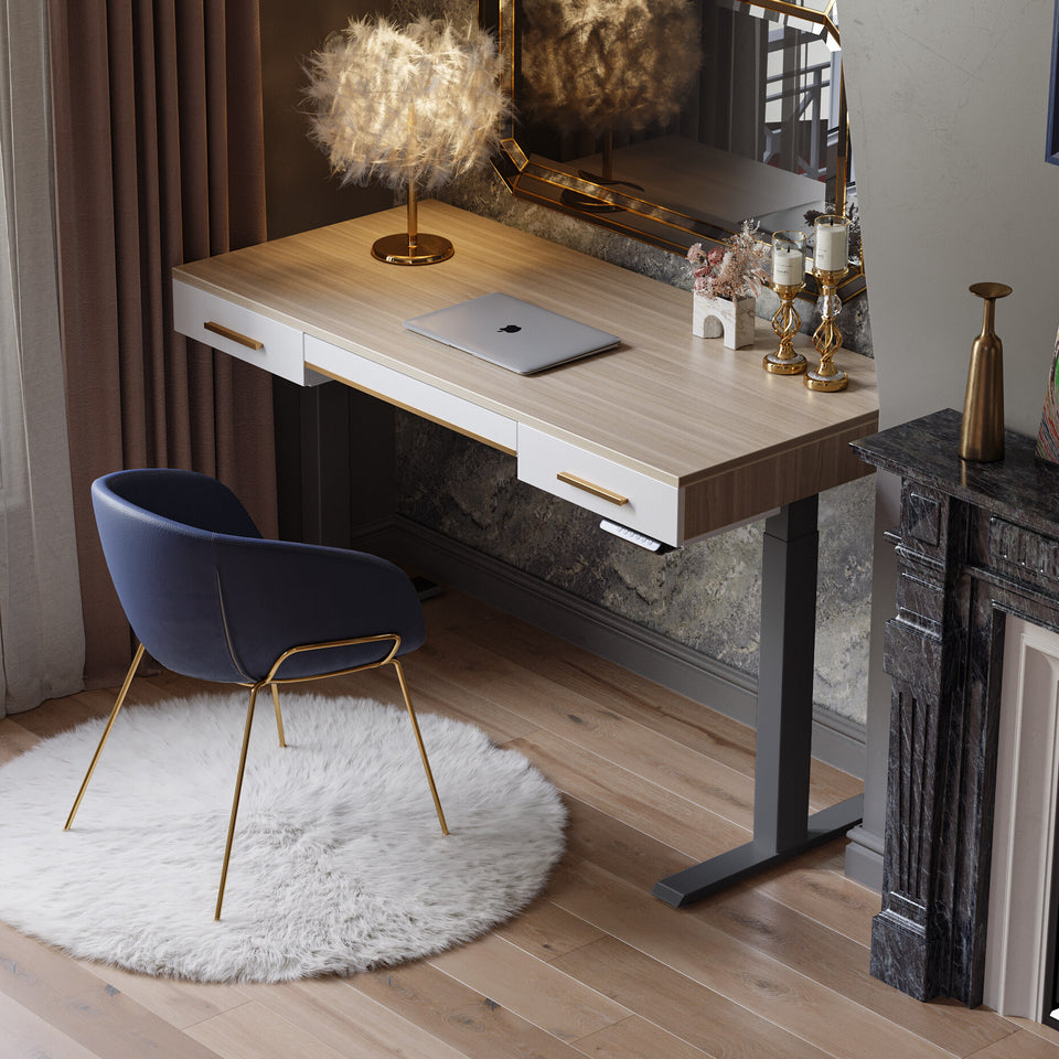 FEZIBO Mid Century Modern Standing Desk with 3 Drawers
